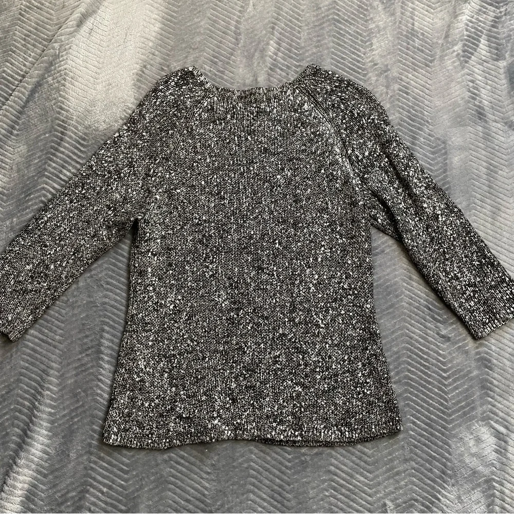 Eileen Fisher Sweater Small Metallic Linen Blend 3/4 Sleeve‎ Loose Knit